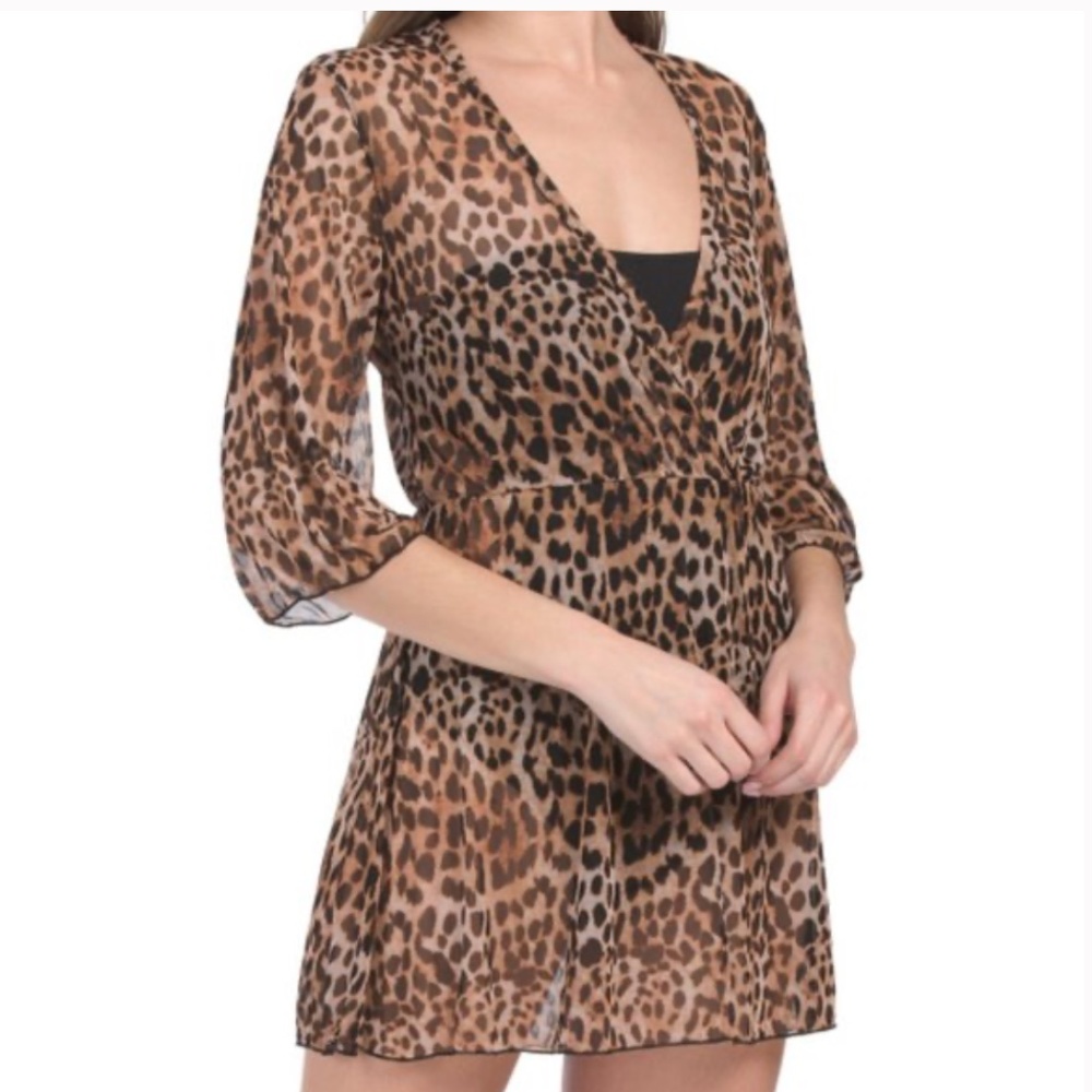 Jordan Taylor Leopard Sheer Swim Cover Up-SIZE M